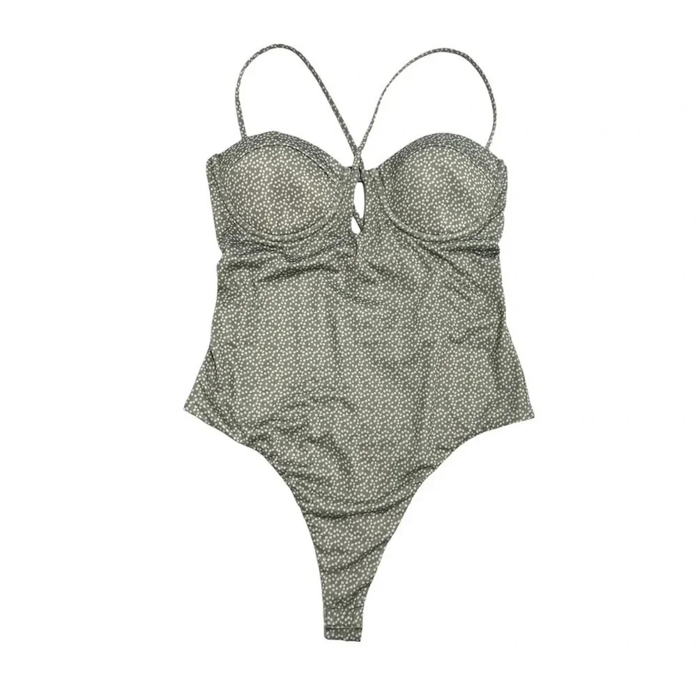 Lovers and Friends Maysen Bodysuit Top in Sage Dot Cottage-core Coastal Size M